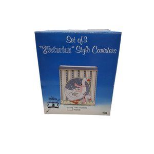 vintage 1980s nevco hardware set of 3 victorian style tin canisters